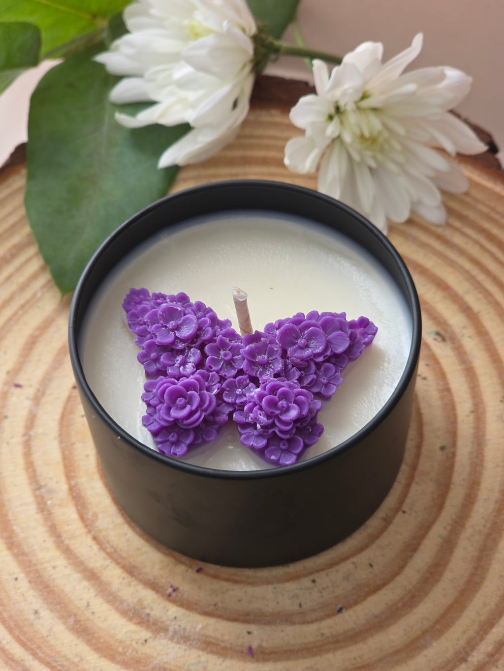 Butterfly Floral Candle - top view