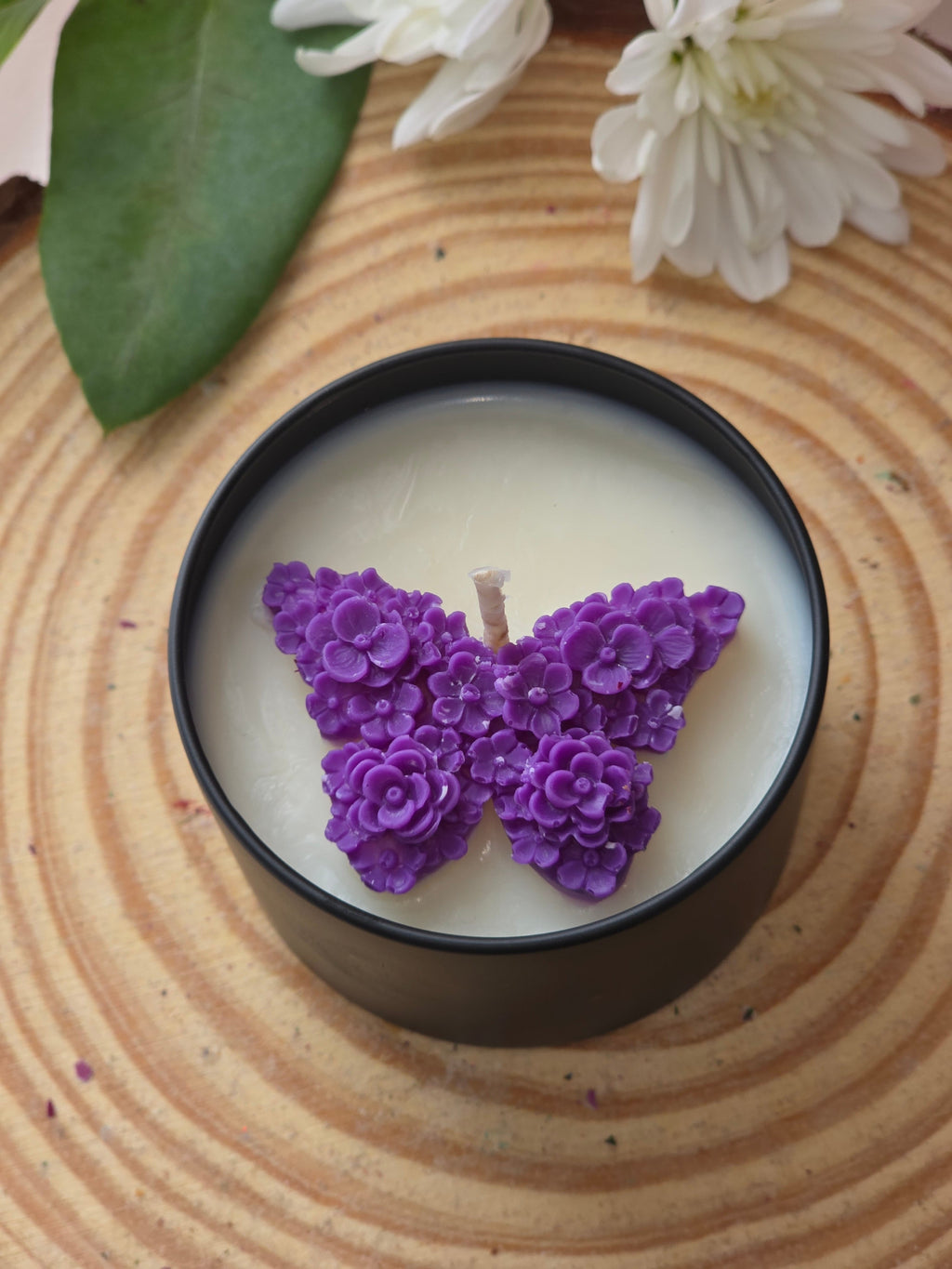 Butterfly Floral Candle - side view