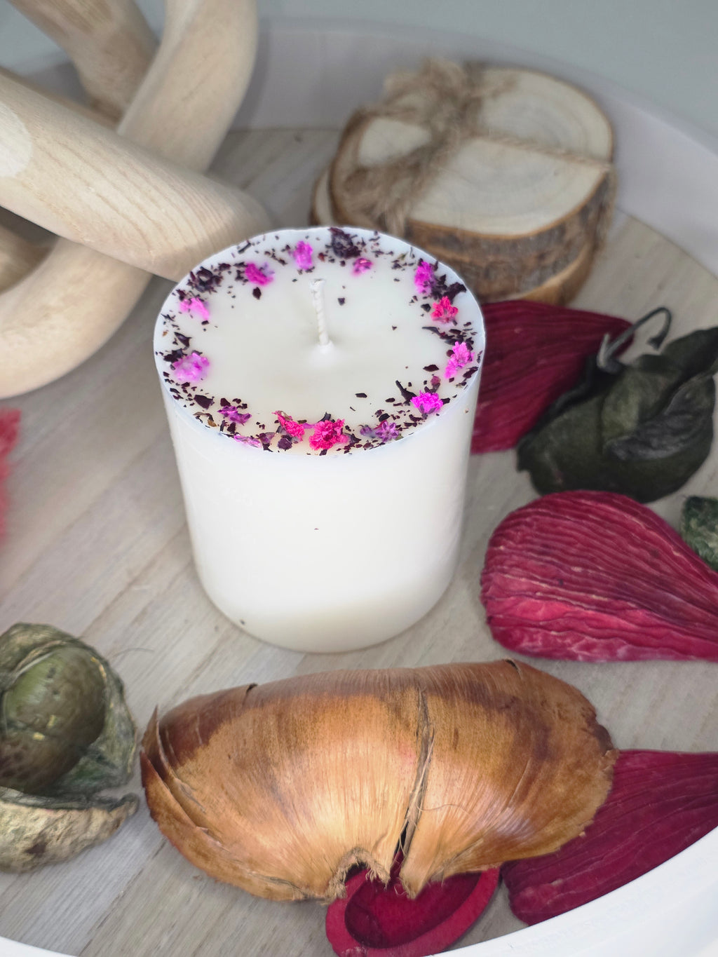 Handmade Botanical Pillar Candle