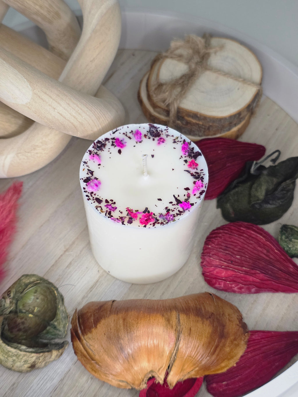Handmade Botanical Pillar Candle