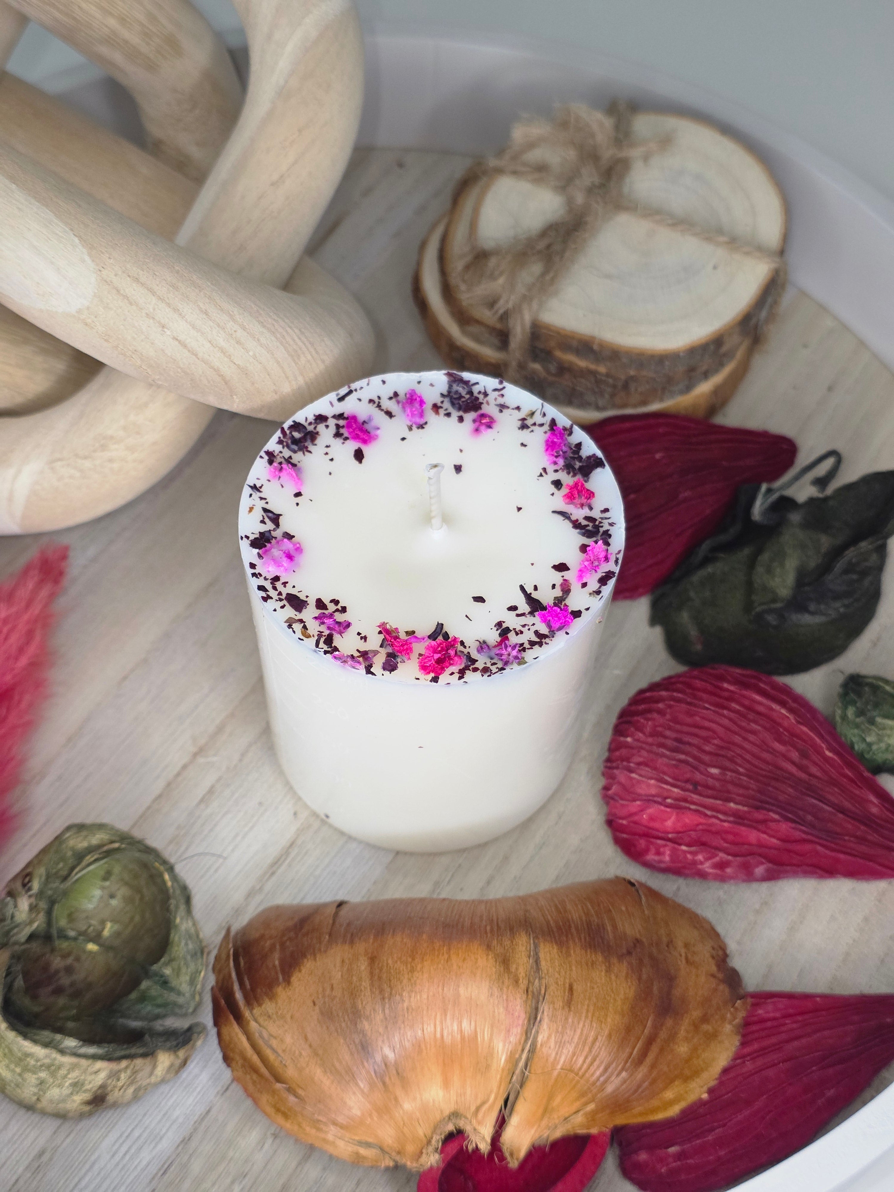 Handmade Botanical Pillar Candle
