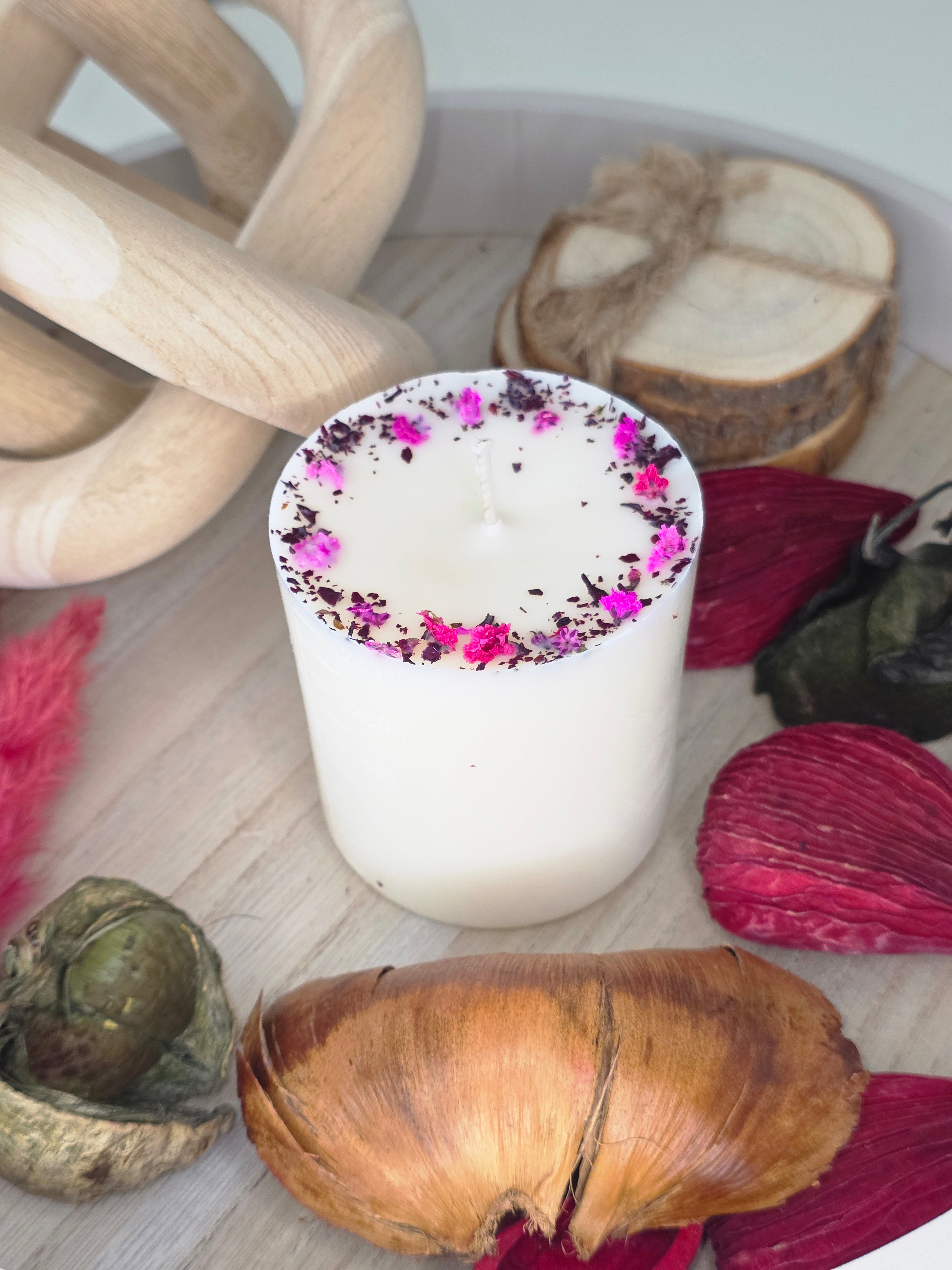Handmade Botanical Pillar Candle