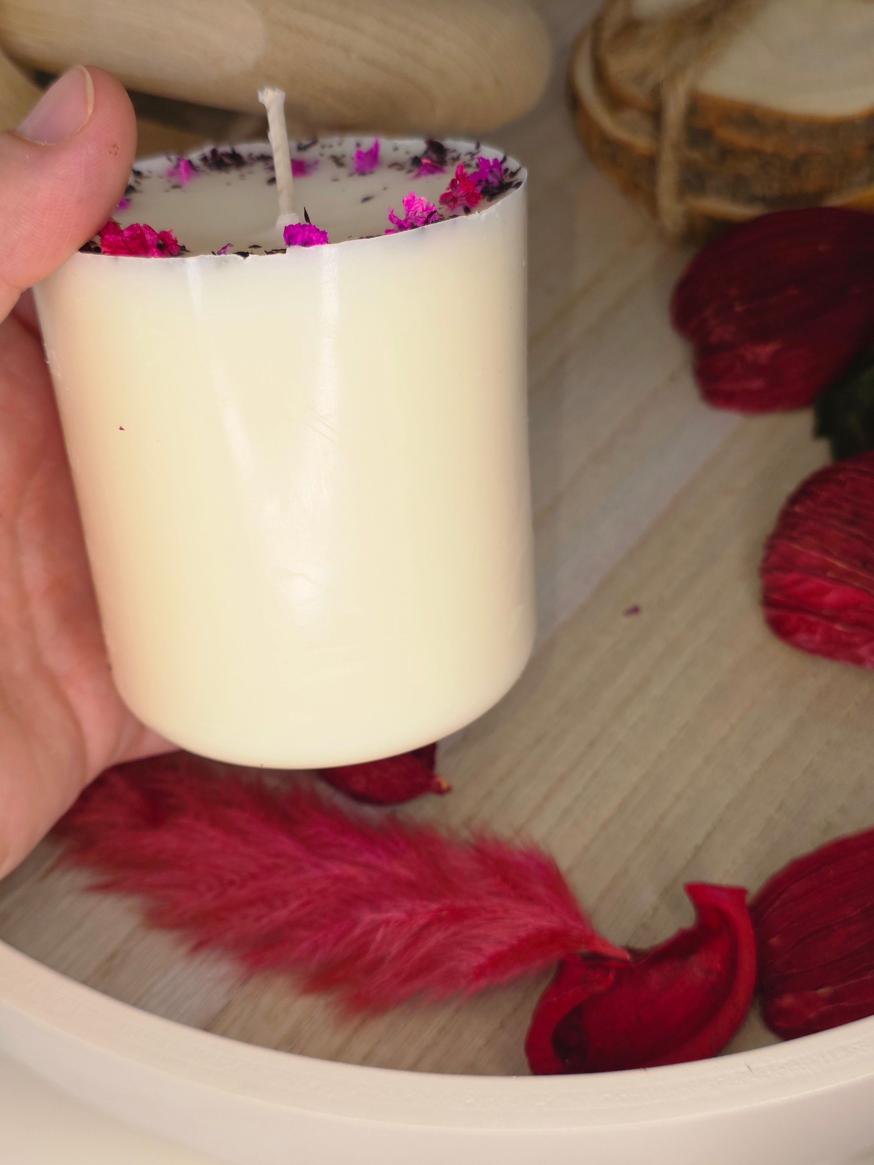 Handmade Botanical Pillar Candle