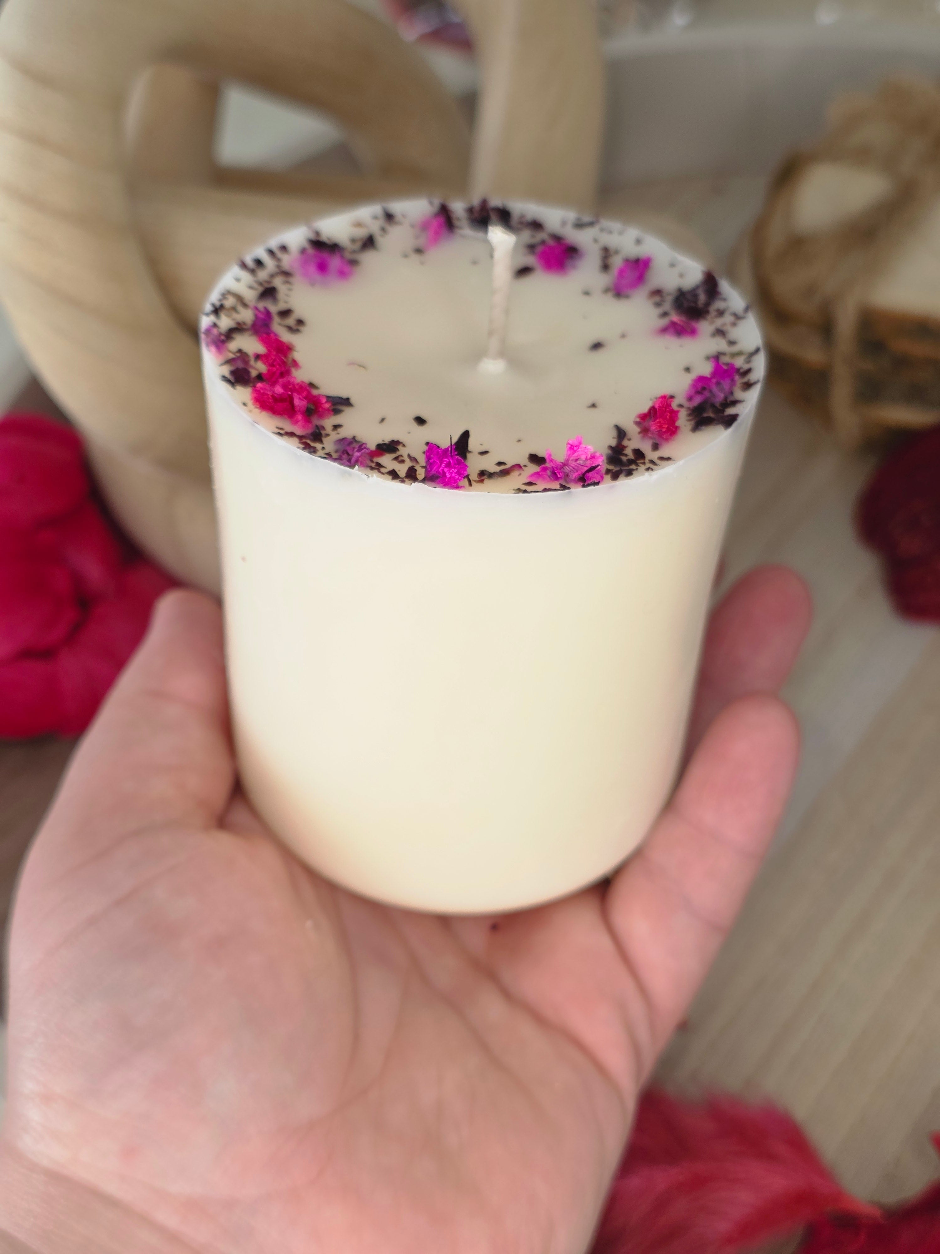 Handmade Botanical Pillar Candle