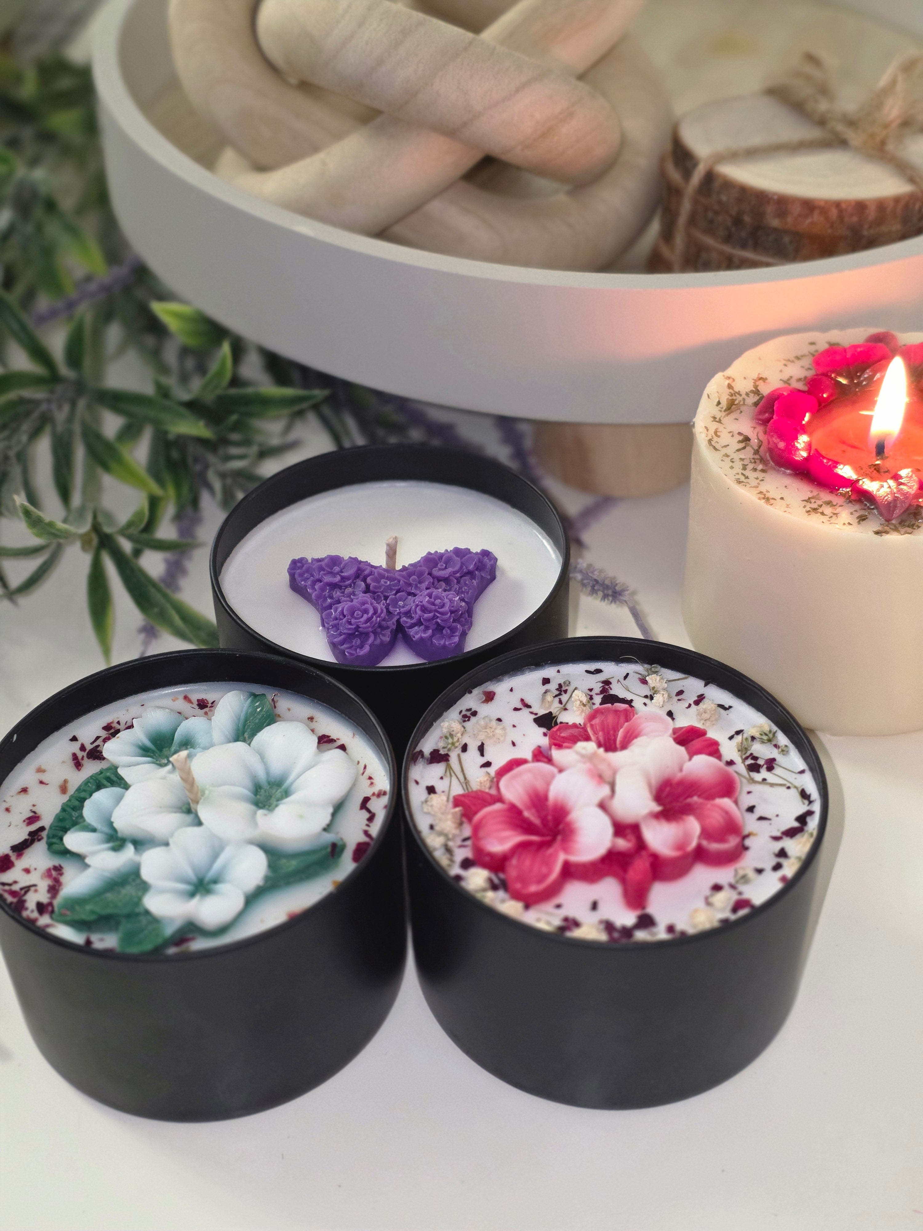 MiGa Candles botanical set side view