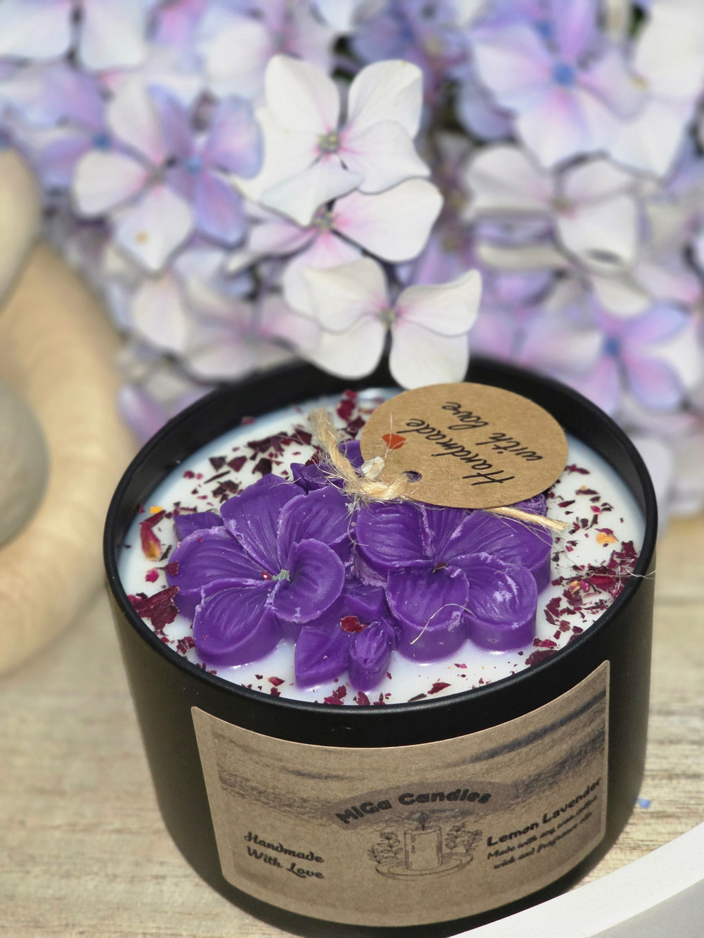 Botanical Flower Candle angled view