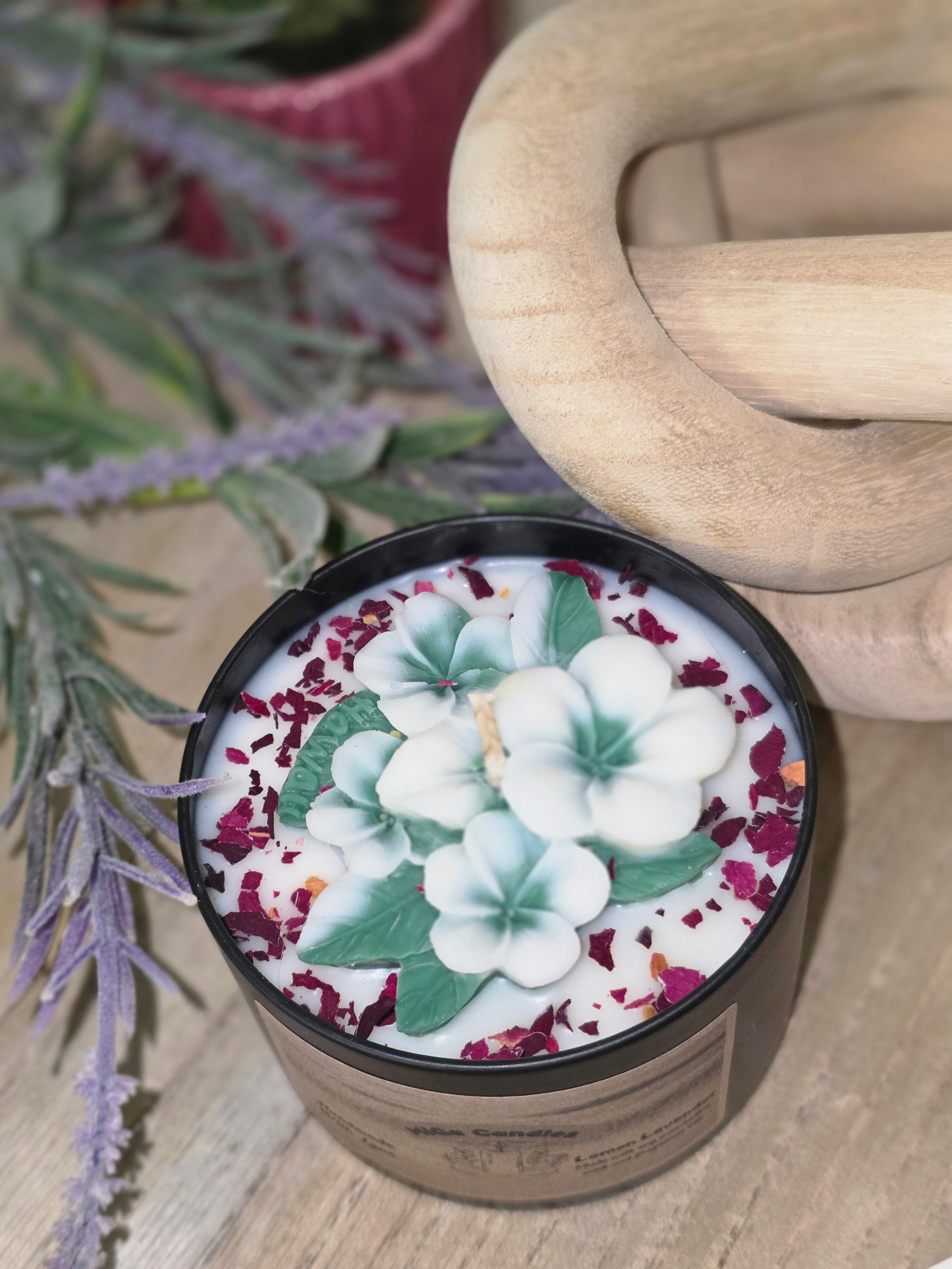 Handmade with love botanical candle