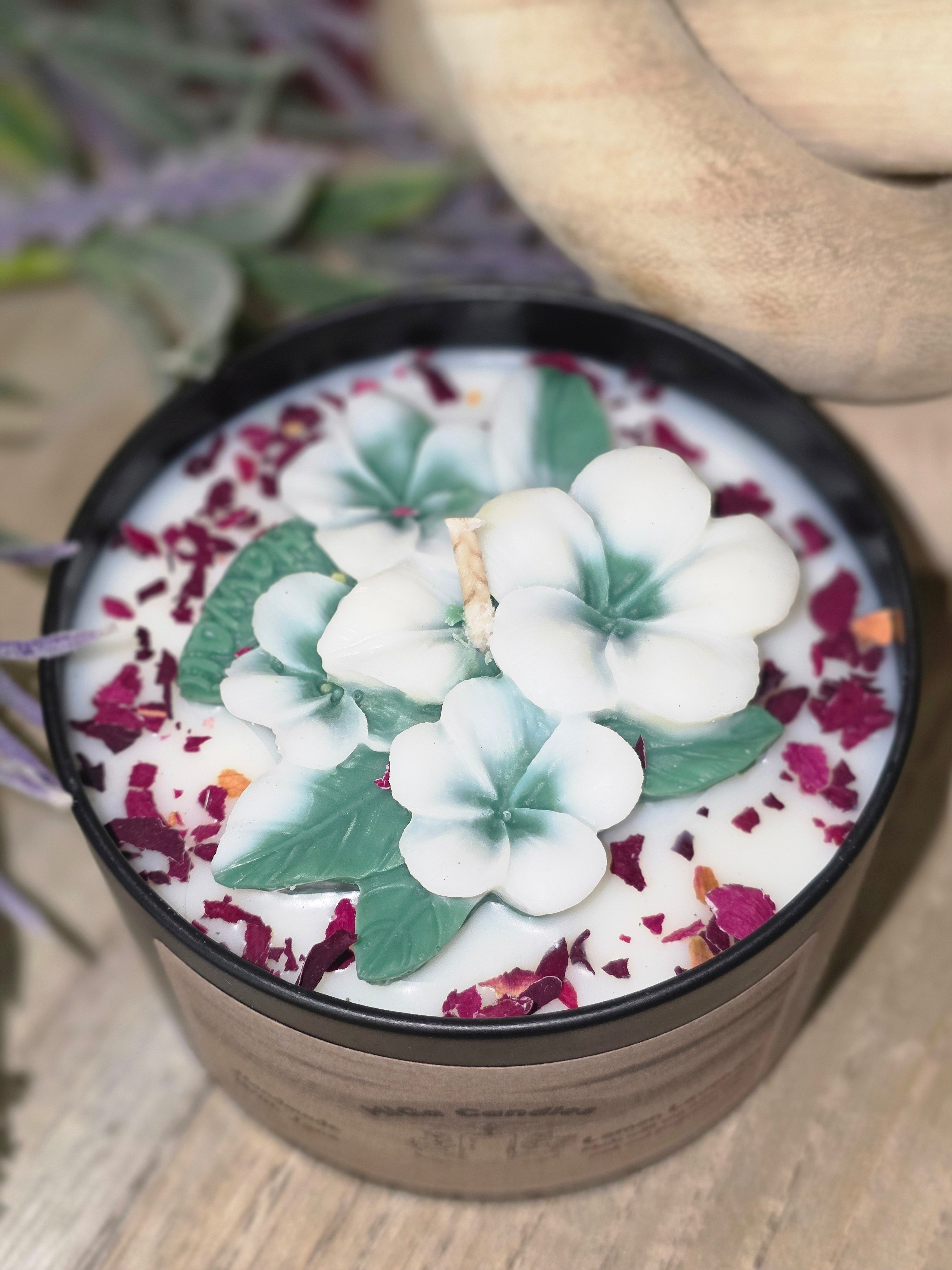Botanical flower candle close up