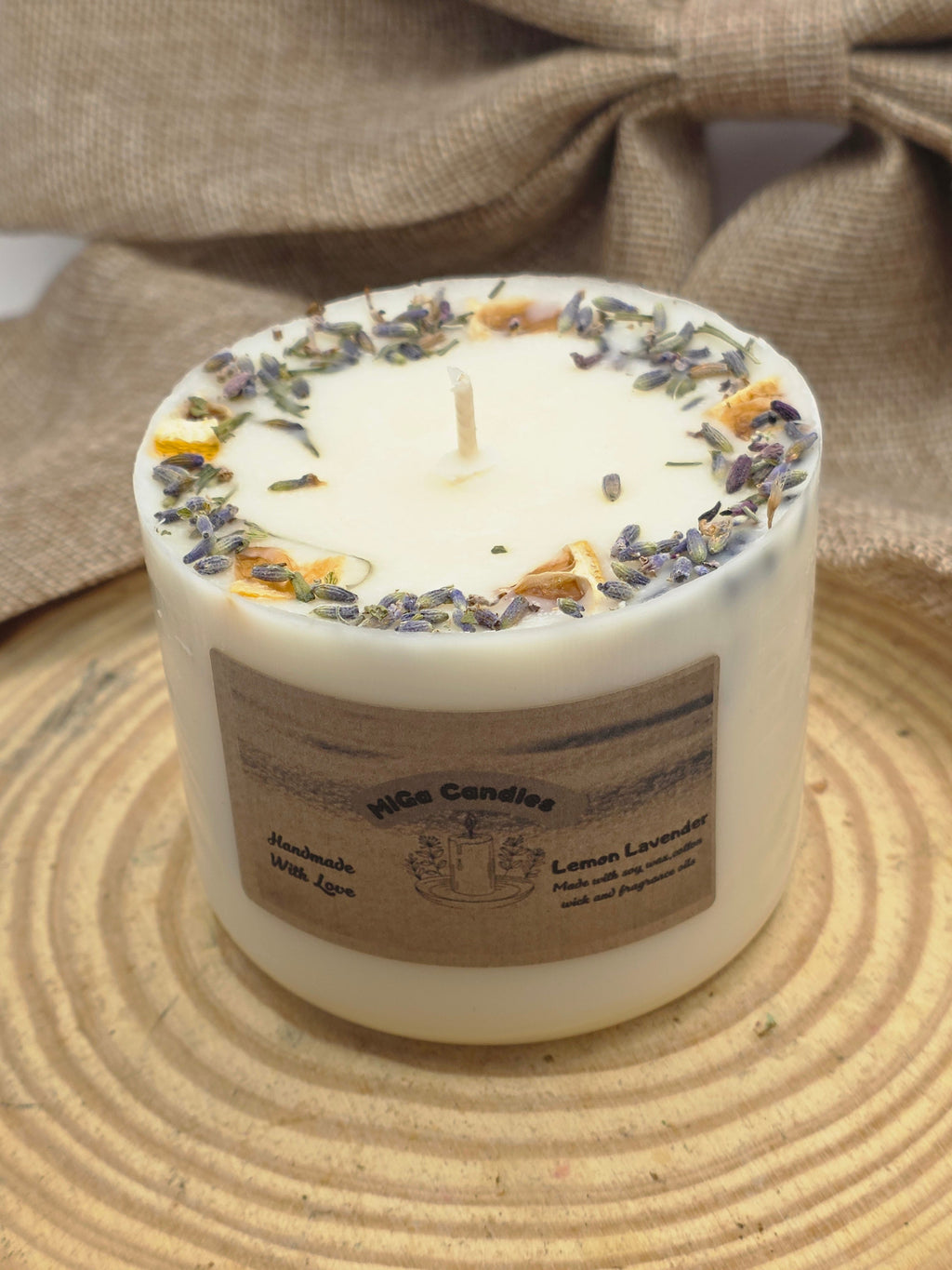 Lemon Lavender Candle - side label view