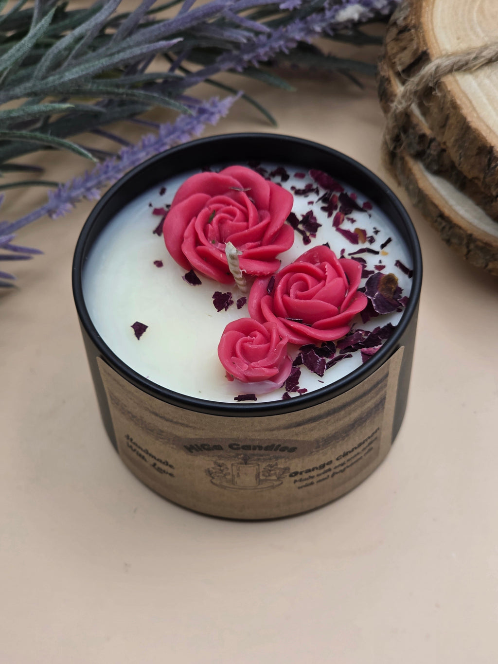 MiGa Candles borcan cu capac lemn vedere laterală