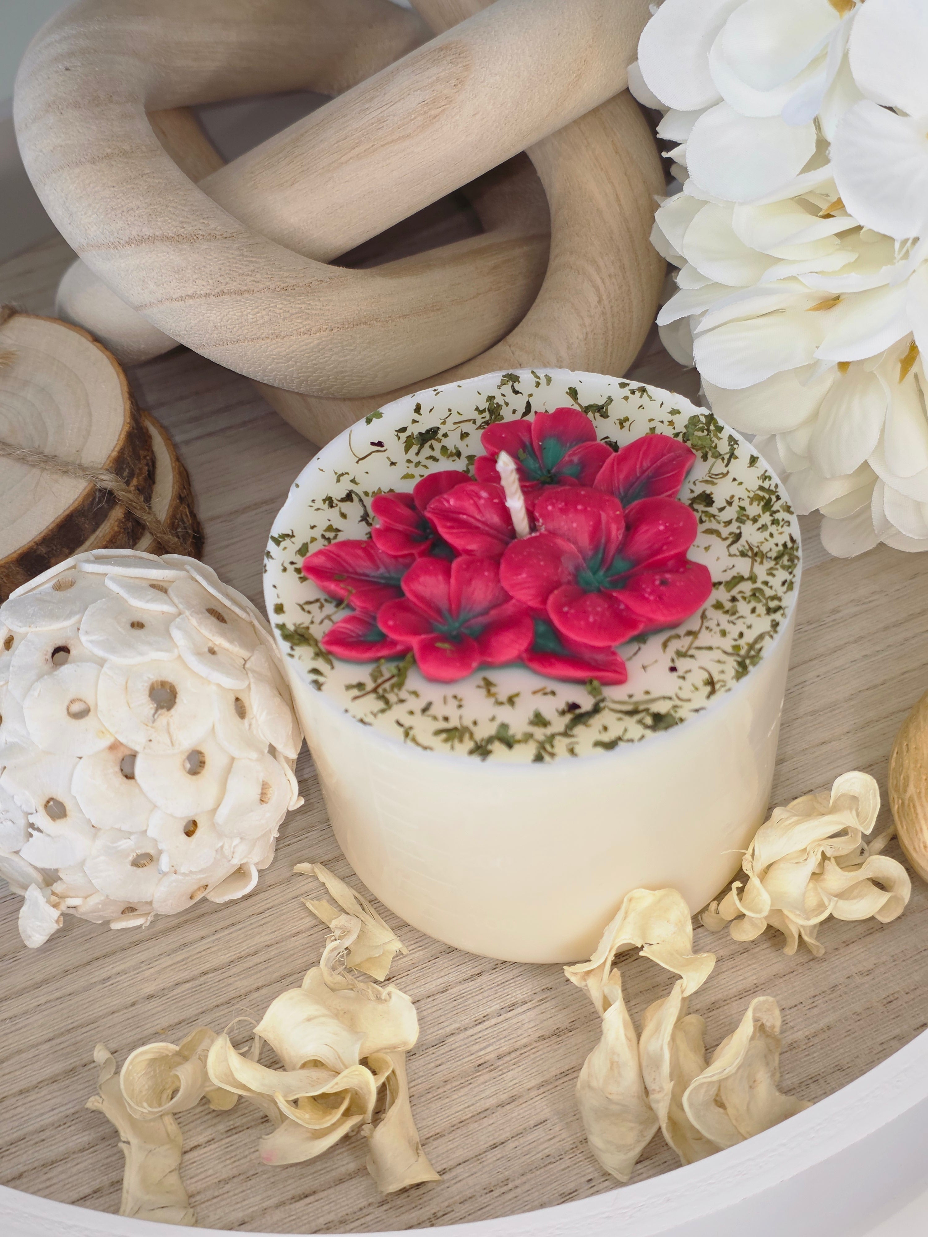 Handmade Floral Blossom Soy Candle – Botanical Art Edition
