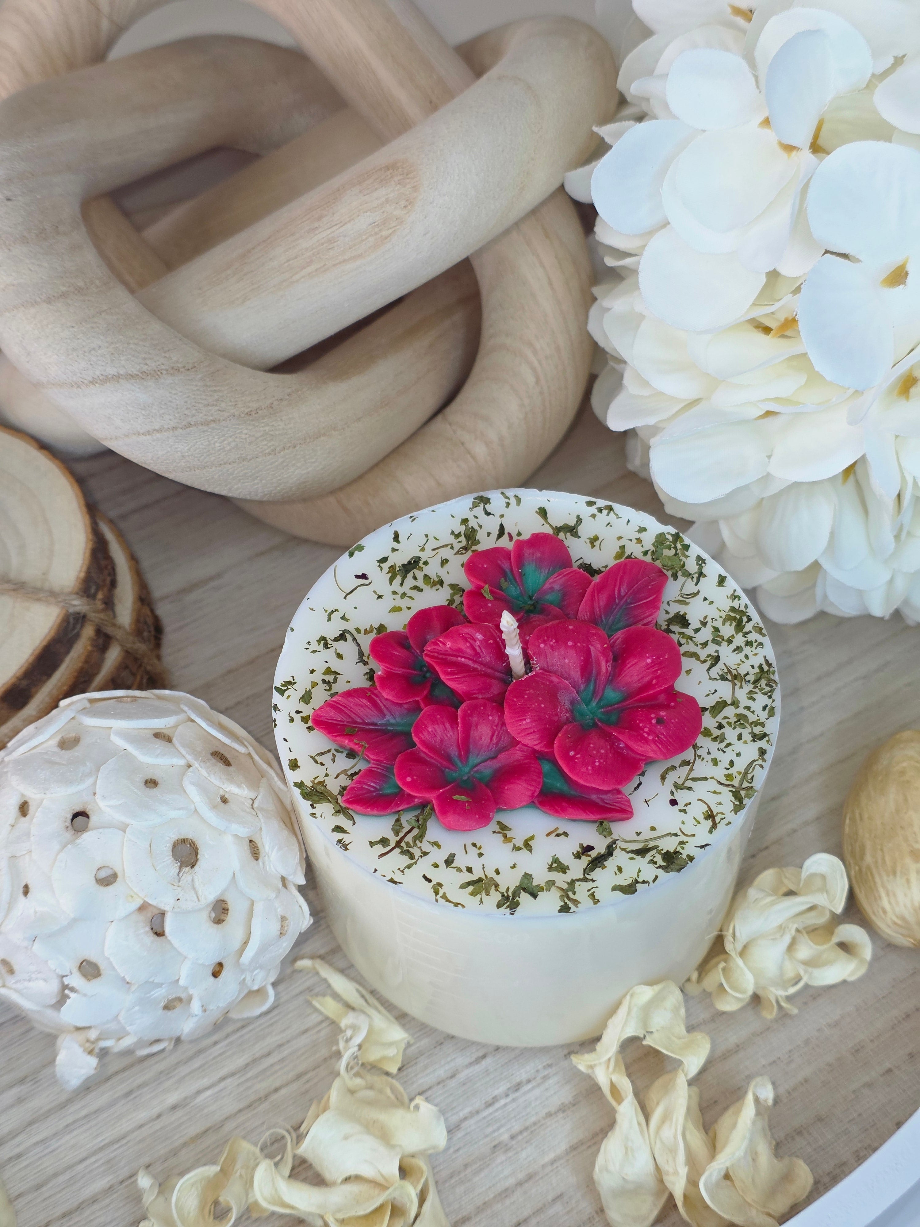 Handmade Floral Blossom Soy Candle – Botanical Art Edition