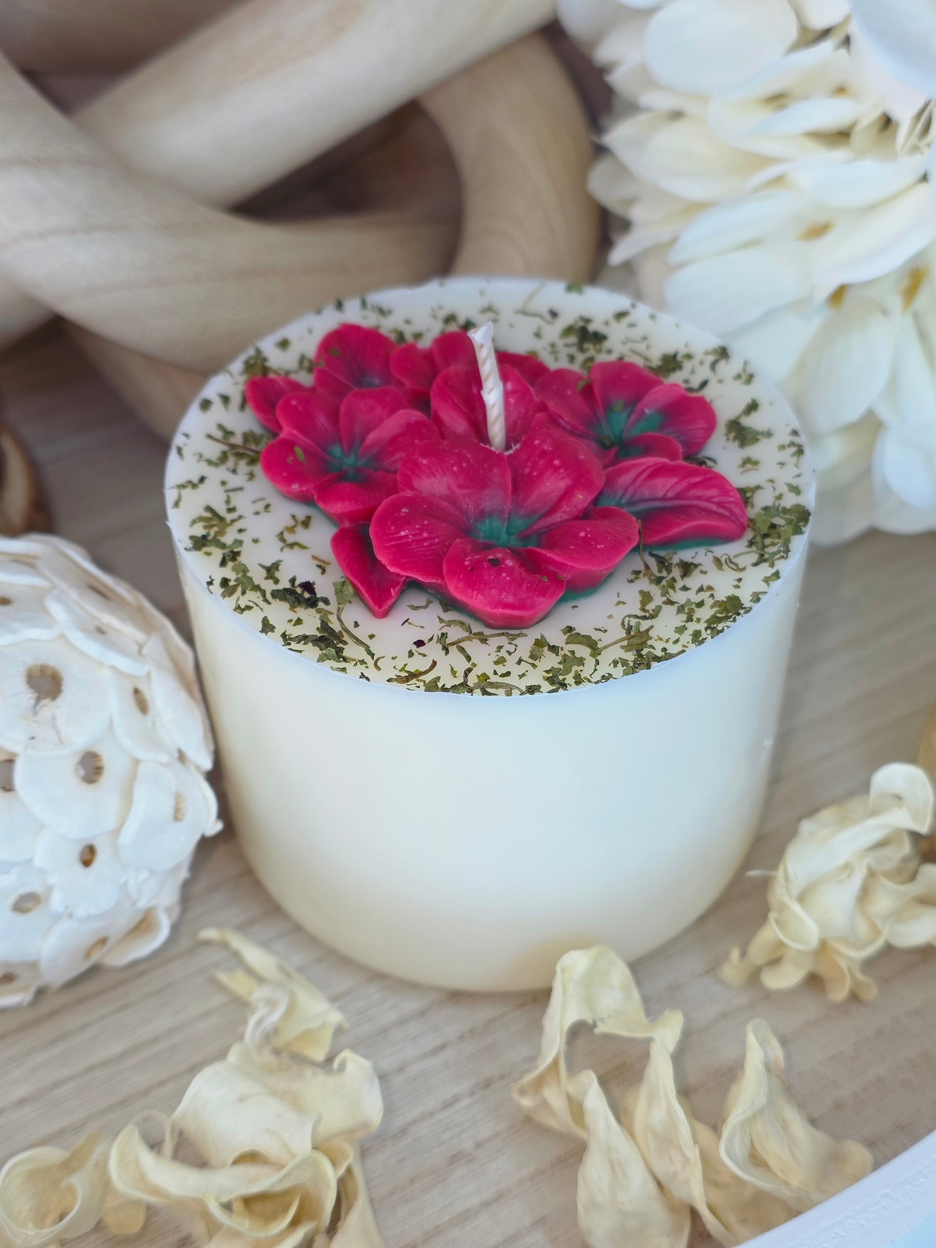 Handmade Floral Blossom Soy Candle – Botanical Art Edition