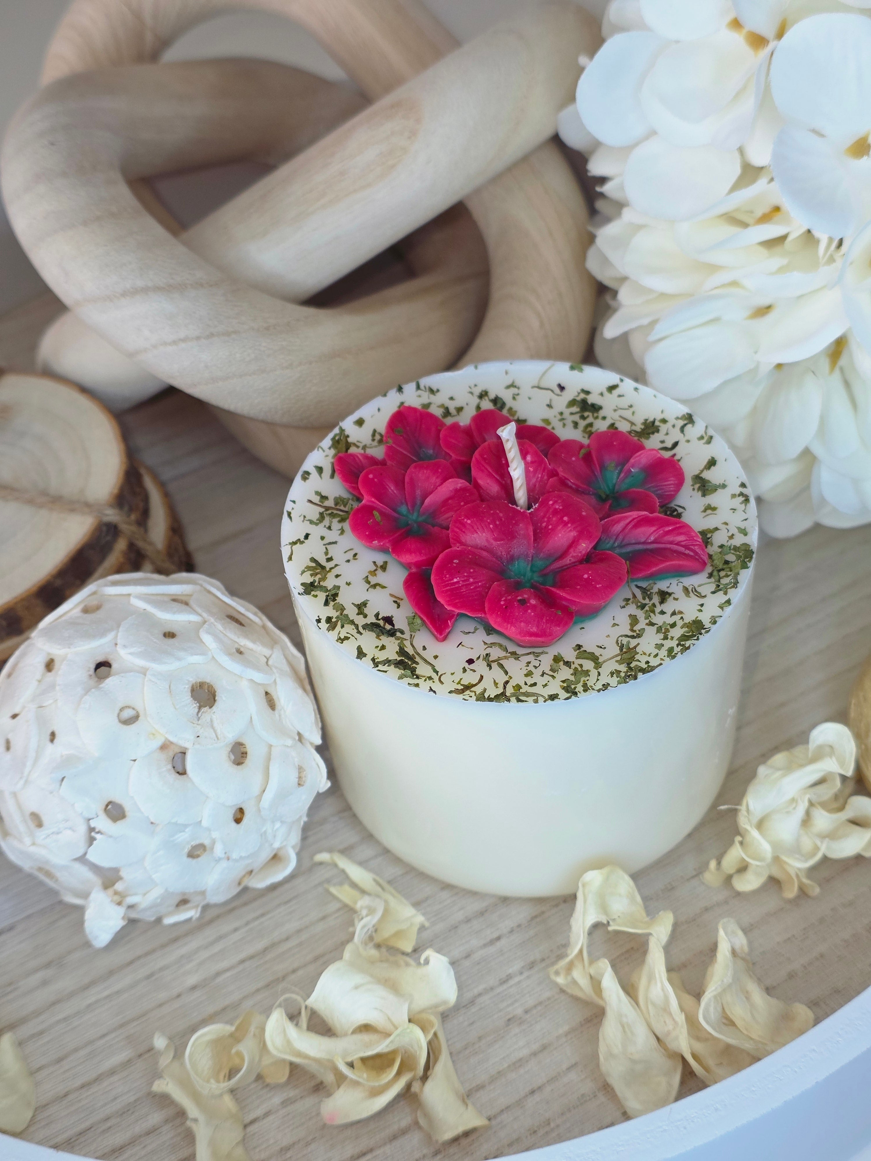 Handmade Floral Blossom Soy Candle – Botanical Art Edition