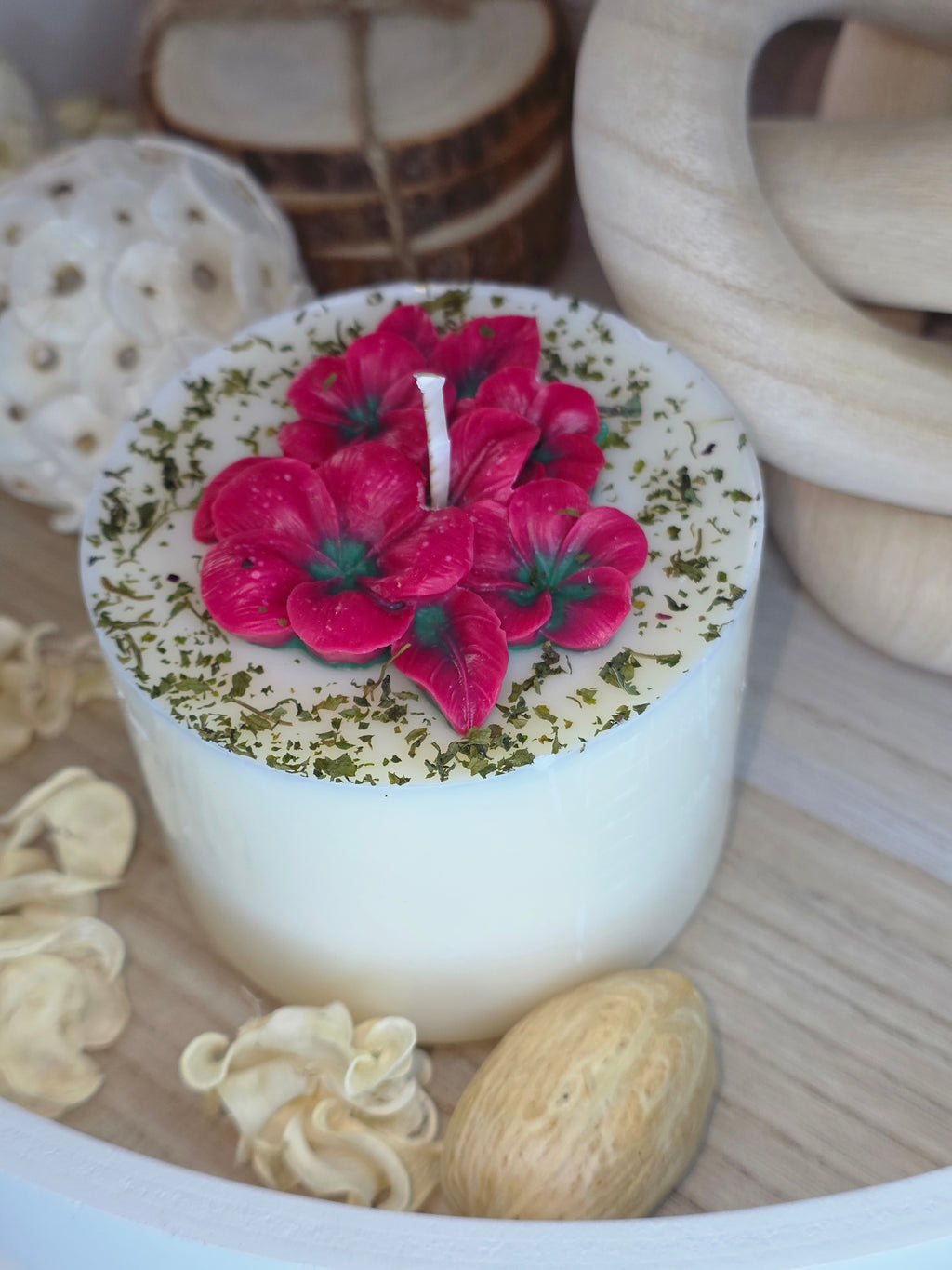 Handmade Floral Blossom Soy Candle – Botanical Art Edition