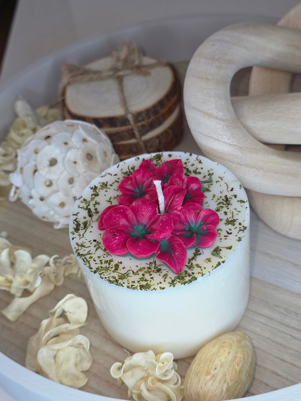 Handmade Floral Blossom Soy Candle – Botanical Art Edition