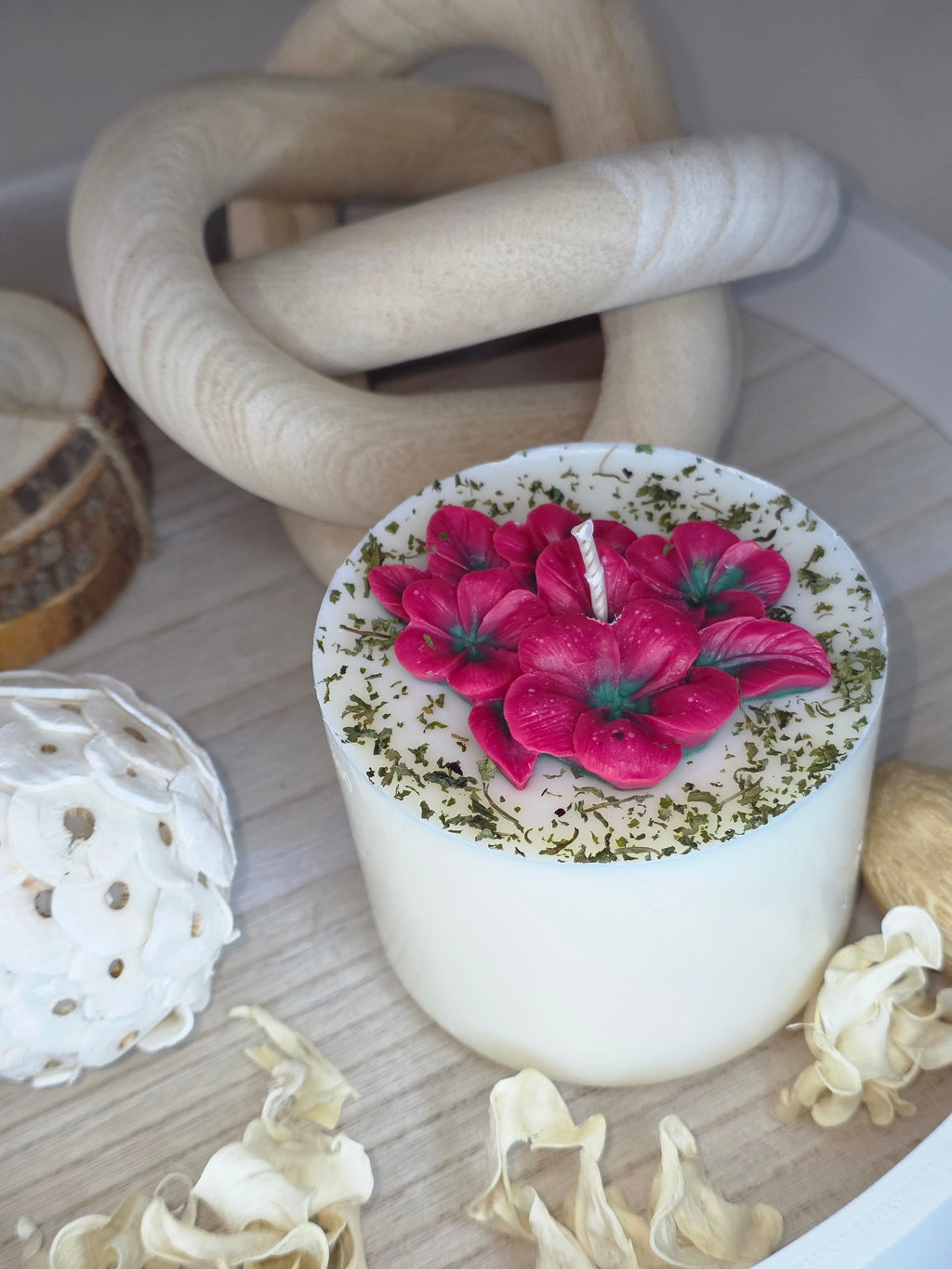 Handmade Floral Blossom Soy Candle – Botanical Art Edition