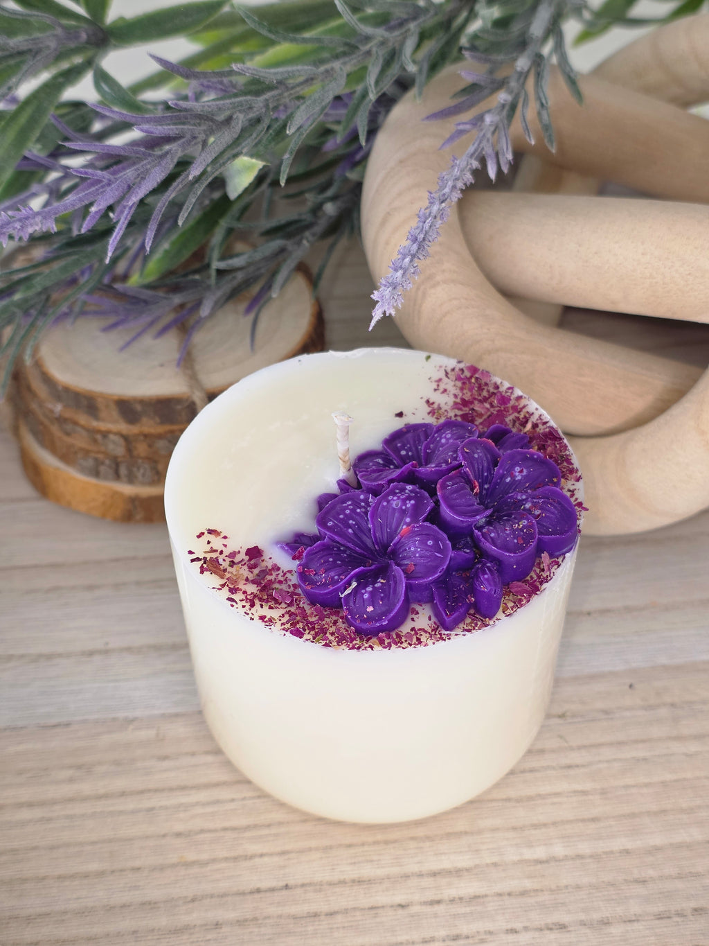 Hand-Sculptured Floral Pillar Candle | 310g