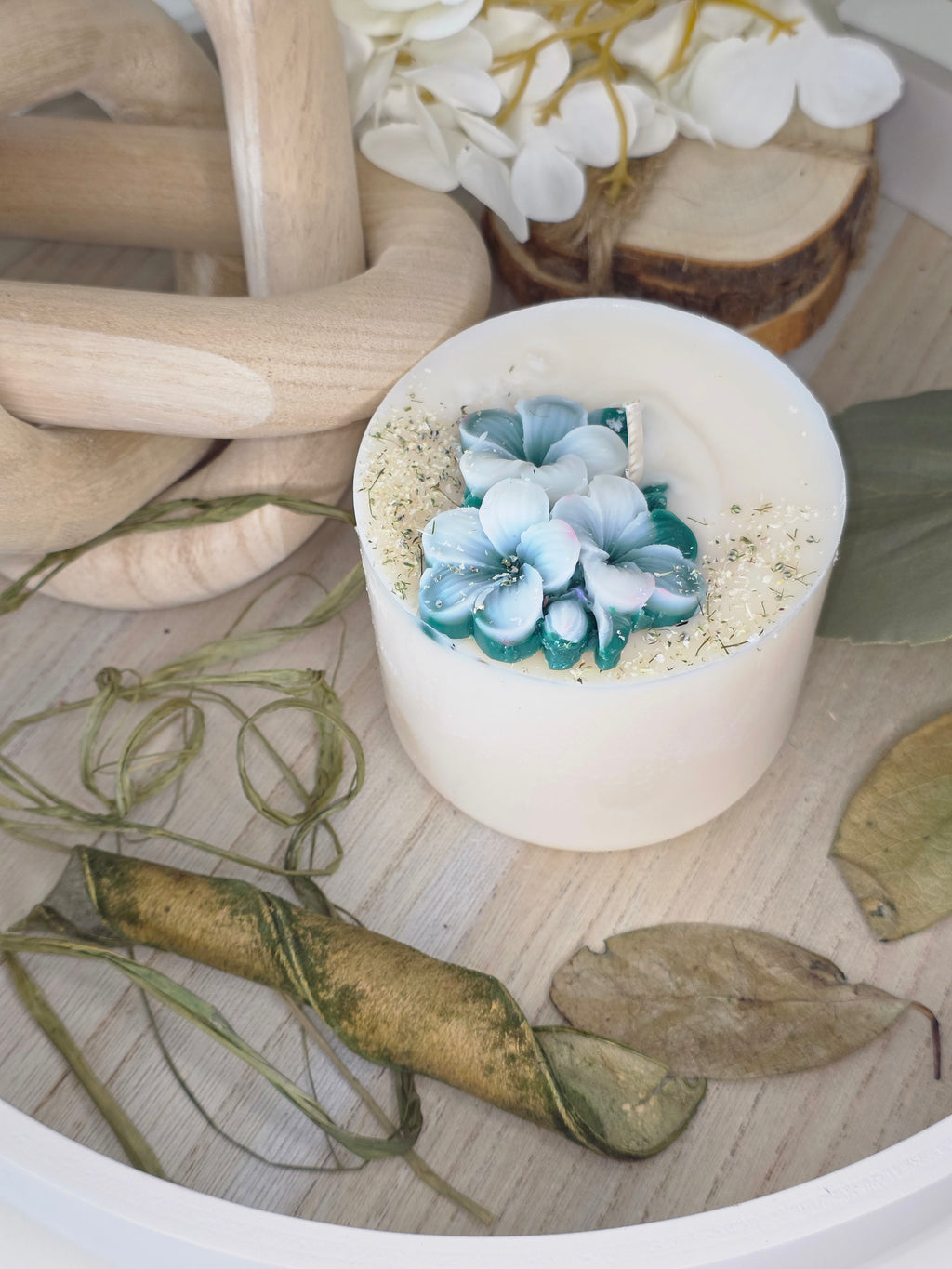 Handcrafted Botanical Floral Pillar Candle | 310g