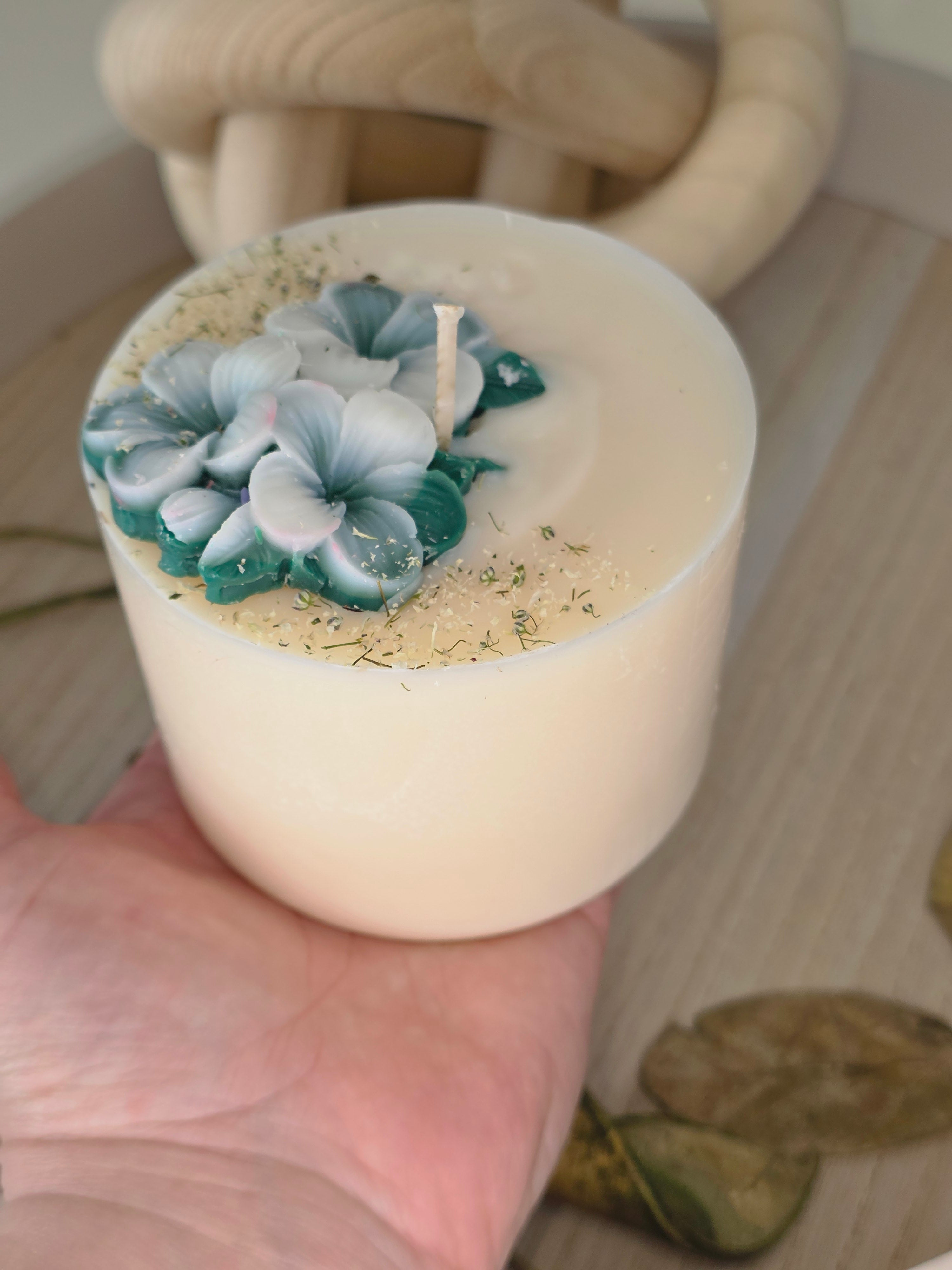 Handcrafted Botanical Floral Pillar Candle | 310g