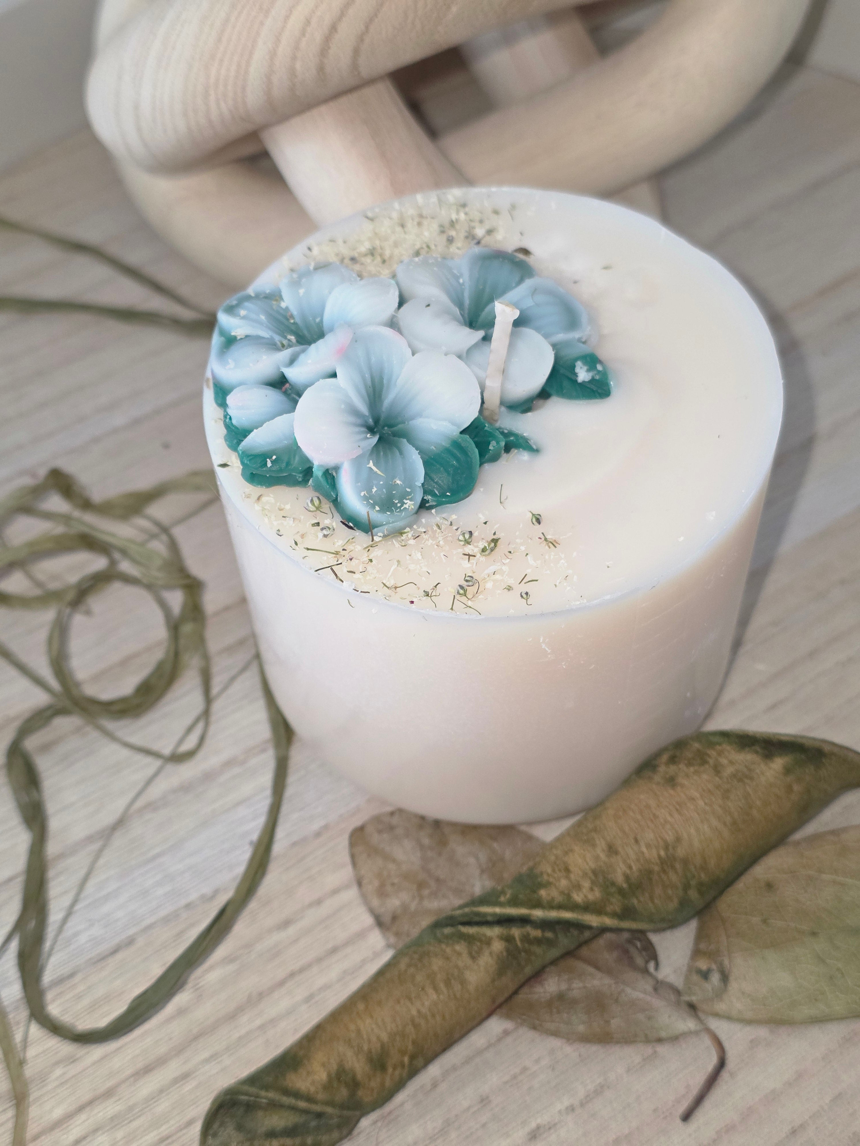 Handcrafted Botanical Floral Pillar Candle | 310g