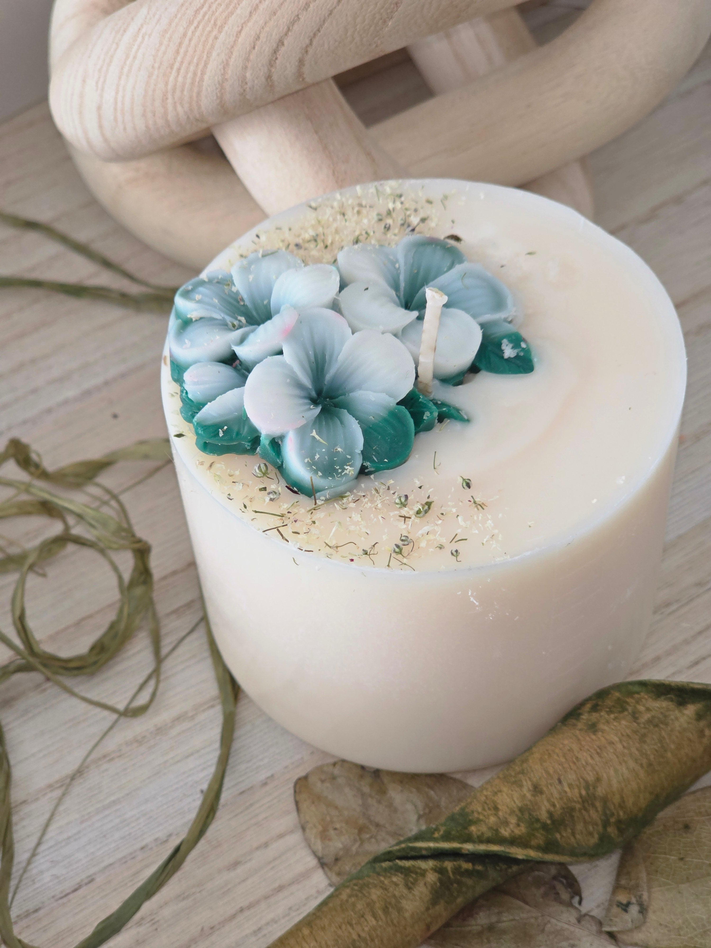 Handcrafted Botanical Floral Pillar Candle | 310g