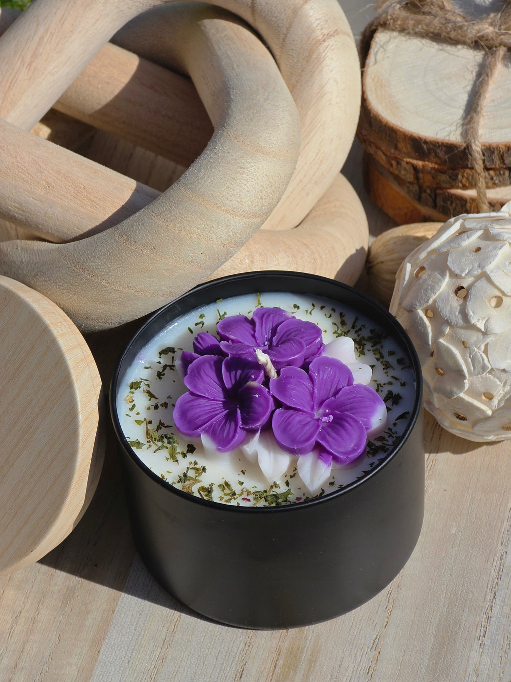 Artisan Floral Botanical Candle 200g Matte Black Jar
